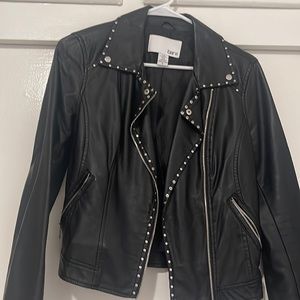 Black Leather Jacket with Studs